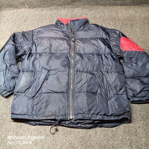 Tommy Hilfiger Jacket Men XL Blue Goose Down Feather Filled Puffer Coat‎